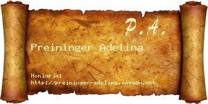 Preininger Adelina névjegykártya